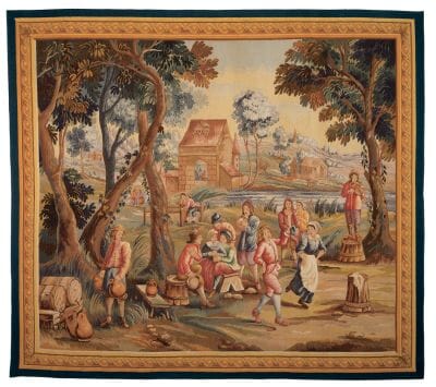 Scene Villageois Flamande Handwoven Tapestry - 234 x 267 cm (7'8" x 8'9") - Requires Rod Size 6