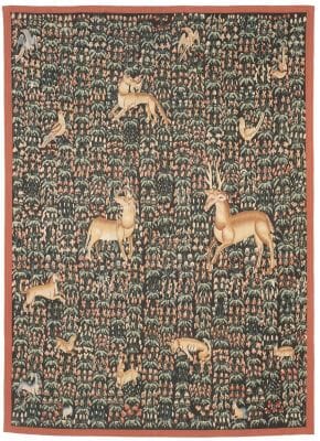 Mille-Fleurs Animaux (Thousand Flowers Animals) Handwoven Tapestry - 200 x 145 cm (6'7" x 4'9") - Requires Rod Size 4