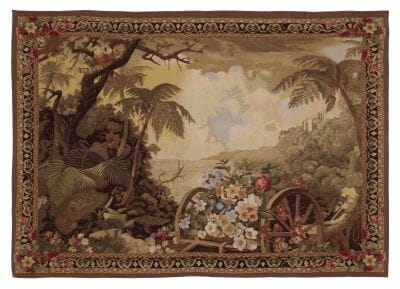 Landscape with Floral Wagon Handwoven Tapestry - 150 x 216 cm (4'9" x 7'1") - Requires Rod Size 5