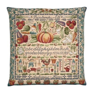 Seasons Sampler Tapestry Cushion with Feather Filler - 46x46cm (18"x18") - Last Two Pieces Remaining!