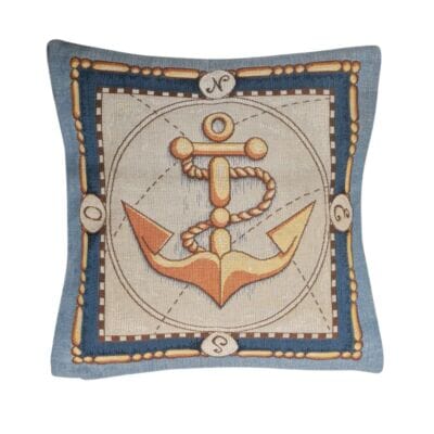 Anchor Tapestry Cushion with Feather Filler - 46x46cm (18"x18") - Last Two Pieces Remaining!
