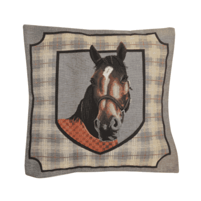 Horse III Tapestry Cushion with Feather Filler - 46x46cm (18"x18") - Last Three Pieces Remaining!