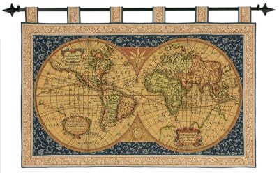 Map of the World (With Loops) Loom Woven Tapestry - 86 x 127 cm (2'10" x 4'2") - Requires Rod Size 3