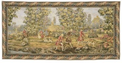 Noble Hunt Scene Loom Woven Tapestry - 90 x 180 cm (3'0" x 5'11") - Requires Rod Size 5