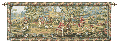 Noble Hunt Scene Loom Woven Tapestry - (Without Loops) 61 x 162 cm (2'0" x 5'4") - Requires Rod Size 4