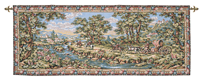 Carriage and Four Loom Woven Tapestry - (Without Loops) 59 x 152 cm (1'11" x 5'0") - Requires Rod Size 4