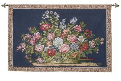 Floral Basket Dark Loom Woven Tapestry - 3 Sizes Available