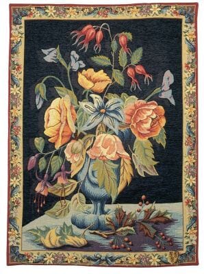 Floral Vase - Blue Loom Woven Tapestry - 200 x 145 cm (6'7" x 4'9") - Requires Rod Size 4