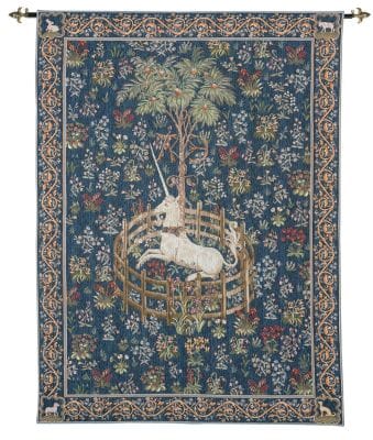 Captive Unicorn - Blue Loom Woven Tapestry - 2 Sizes Available