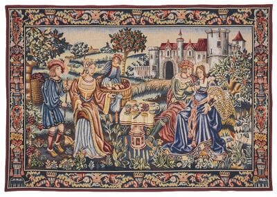 Medieval Wine Banquet Loom Woven Tapestry - 2 Sizes Available