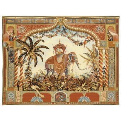 Indian Elephant Loom Woven Tapestry - 140 x 180 cm (4'7" x 5'11") - Requires Rod Size 5