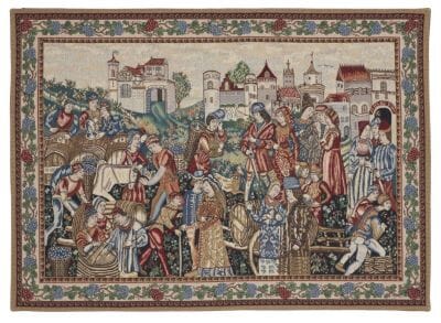 Medieval Wine Merchants Loom Woven Tapestry - 2 Sizes Available