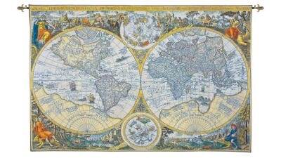 Olde World Map Loom Woven Tapestry - 2 Sizes Available