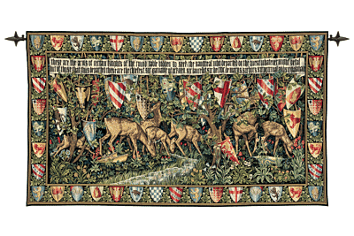 Deer and Shields Loom Woven Tapestry - 2 Sizes Available