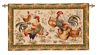 Country Hens Loom Woven Tapestry - 53 x 92 cm (2'0" x 3'0") - Requires Rod Size 2