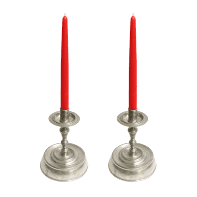 Pair of Pewter Candlestick Holders - Approx. H.19 x W.14 cm - Last Pieces Remaining!