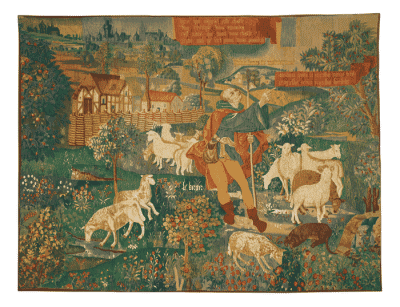 The Medieval Shepherd Silkscreen Tapestry - 200 x 256 cm (6'7" x 8'5") - Requires Rod Size Size 6