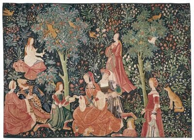 Scene Galante (Noble Scene) Silkscreen Tapestry - 145 x 200 cm (4'9" x 6'7") - Requires Rod Size Size 5
