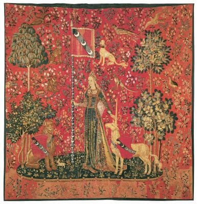 La Dame a la Licorne 'Le Toucher' Silkscreen Tapestry - 241 x 231 cm (7'11" x 7'7") - Requires Rod Size Size 6