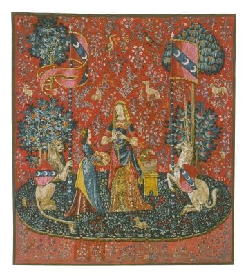 Lady with the Unicorn 'L'Odorat' Silkscreen Tapestry - 155 x 138 cm (5'1" x 4'7") - Requires Rod Size Size 4