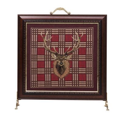Stag Head's Plaid Tapestry Firescreen