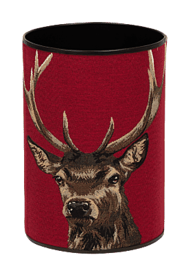 Scottish Stag Red Tapestry Waste Bin with Scottish Tartan