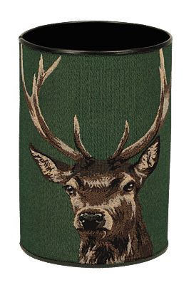 Scottish Stag Green Tapestry Waste Bin with Scottish Tartan