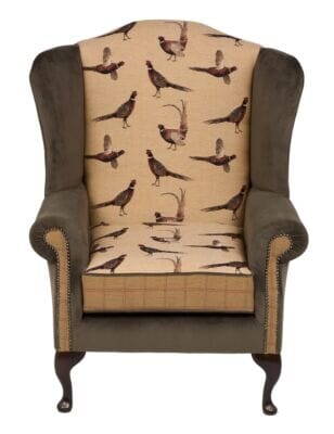 Country Pheasants Upholstered Wing Chair