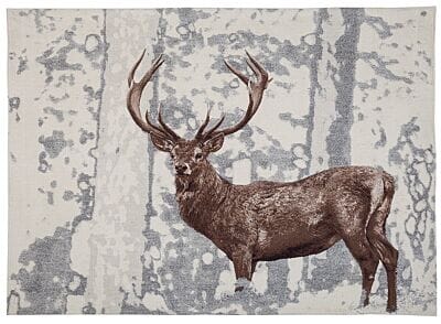 Stately Stag White Loom Woven Tapestry - 105 x 145 cm (3'5" x 4'9") - Requires Rod Size 4
