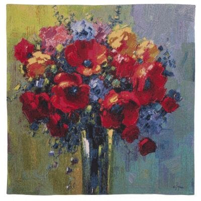 Poppy Bouquet Loom Woven Tapestry - 168 x 164 cm (5'6" x 5'5") - Requires Rod Size 4