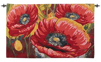 Three Poppies Loom Woven Tapestry - 55 x 86 cm (1'10" x 2'10") - Requires Rod Size 2 - Last Piece Remaining!