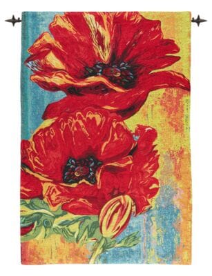 Contemporary Poppies Loom Woven Tapestry - 130 x 86 cm (4'3" x 2'10") - Requires Rod Size 2 - Last Piece Remaining!