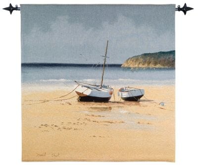 Moored at Low Tide Loom Woven Tapestry - 2 Sizes Available