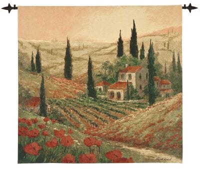 Poppyfields of Tuscany Loom Woven Tapestry - 132 x 132 cm (4'4" x 4'4") - Requires Rod Size 3