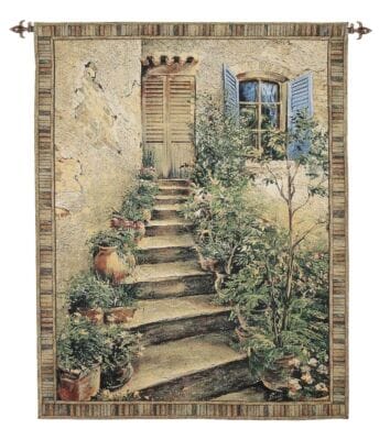 Tuscany Villa Steps Loom Woven Tapestry - 185 x 132 cm (6'1" x 4'4") - Requires Rod Size 4