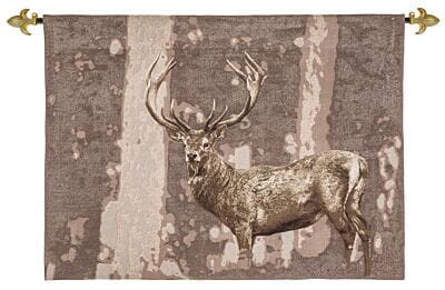 Stately Stag Taupe Loom Woven Tapestry - 105 x 145 cm (3'5" x 4'9") - Requires Rod Size 4