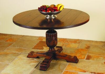 Carved Cup & Cover Oak Pedestal Table 4'6" Diameter