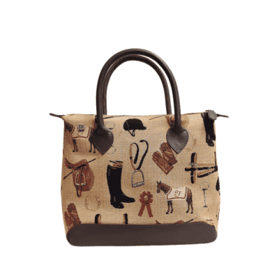Equestrian Beige Tapestry Bag - 29 x 23 x 12cm