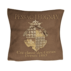 Pessac-Leognan Brown Tapestry Cushion with Feather Filler - 46x46cm (18"x18") - Last Piece Remaining!