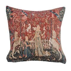 The Lady & Unicorn - Taste Tapestry Cushion with Feather Filler - 46x46cm (18"x18") - Last Piece Remaining!