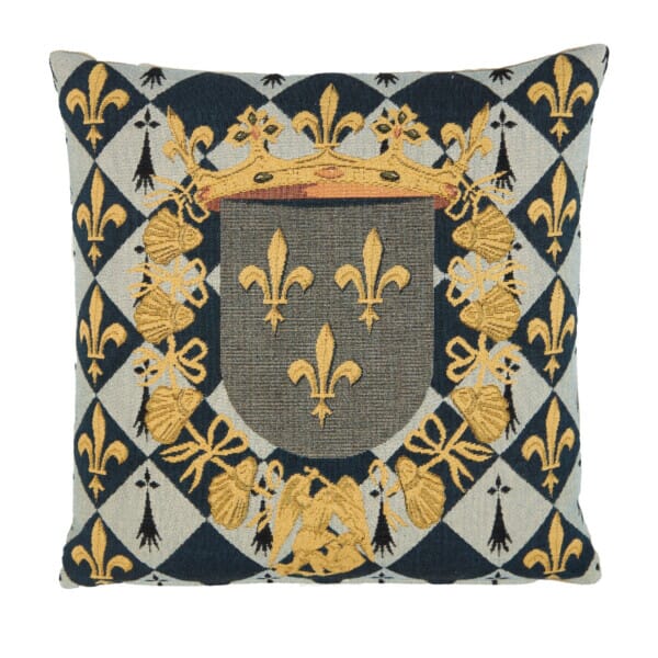 Fleur de Lys Grey Gold Tapestry Cushion - 46 x 46cm
