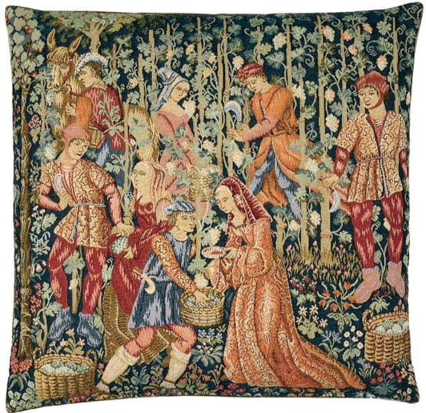 Grape-Gathering Tapestry Cushion - 46x46cm (18