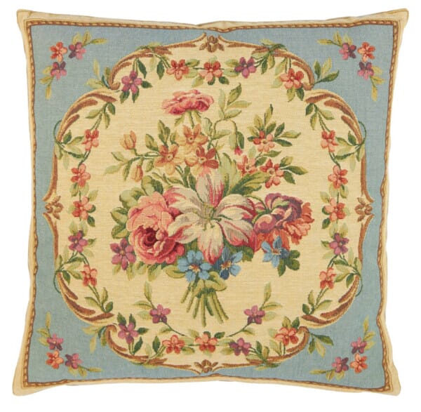 Aubusson Bouquet Blue Tapestry Cushion - 46 x 46cm