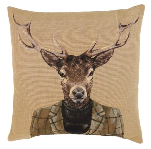 Country Stag Tapestry Cushion with filler - 46x46cm (18