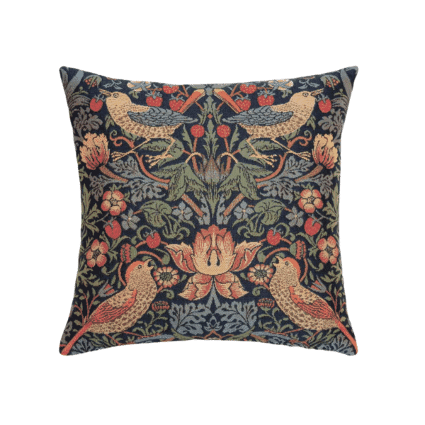 Strawberry Thief Blue Tapestry Cushion with Feather Filler - 33x33cm (13