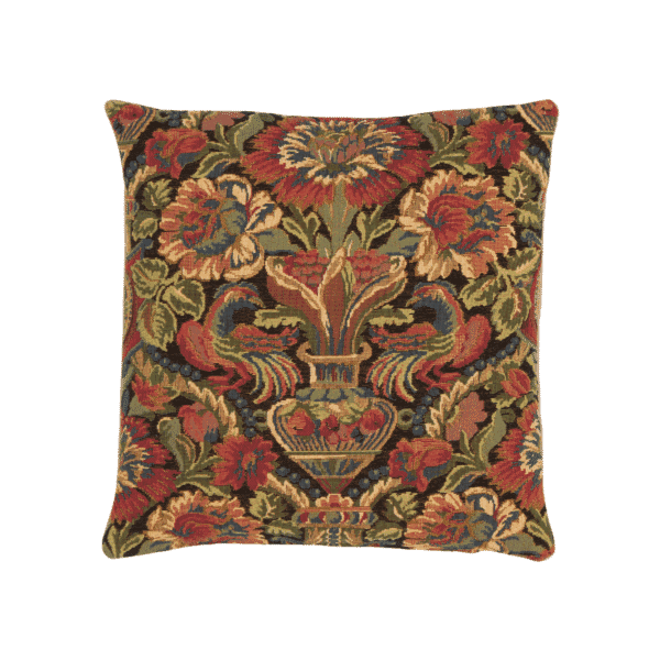 Vase & Birds Tapestry Cushion with Feather Filler - 33x33cm (13