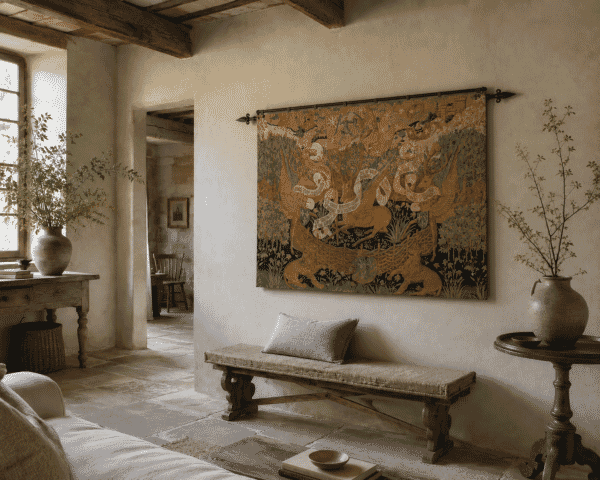 Les Cerfs Ailes Silkscreen Tapestry - 145 x 194 cm (4'9