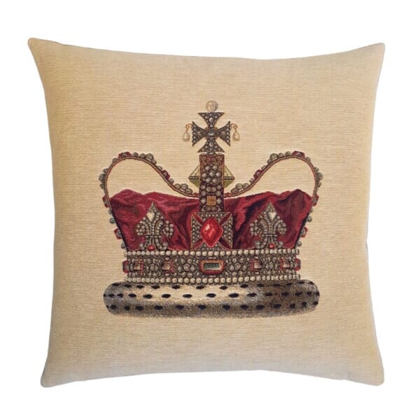 Crown Cream Tapestry Cushion - 46x46cm (18