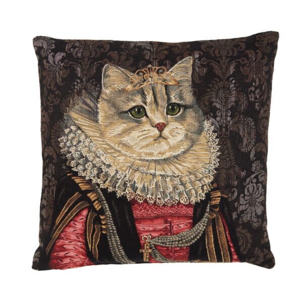 Tudor Cat Tapestry Cushion - 46 x 46cm