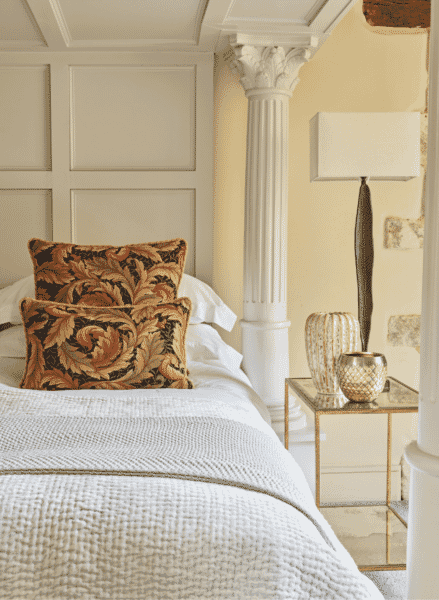 Acanthus & Lily Autumn Tapestry Cushion with Gold Rope Cord - 46x46cm (18